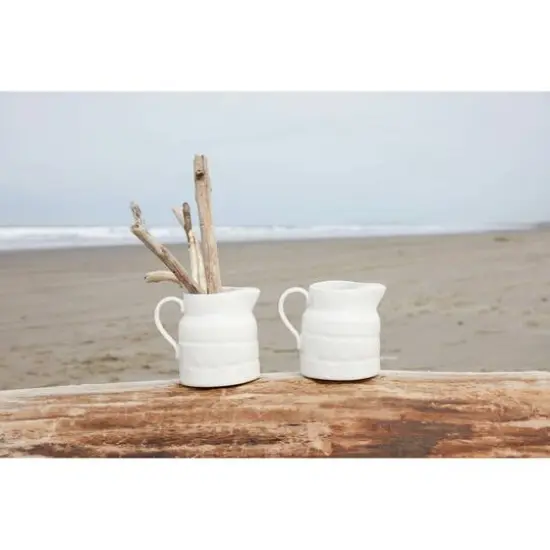 Hello Honey&reg; 8.5" White Vintage Reproduction Stoneware Pitcher {3}