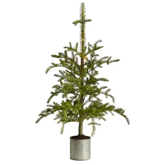 4.5ft. Pre-Lit Pine Artificial Christmas Tree in Decorative Planter, White Lights {1}