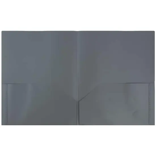 JAM Paper 9.5" x 11.5" Plastic 2 Pocket School POP Folders, 6ct. Grey {4}