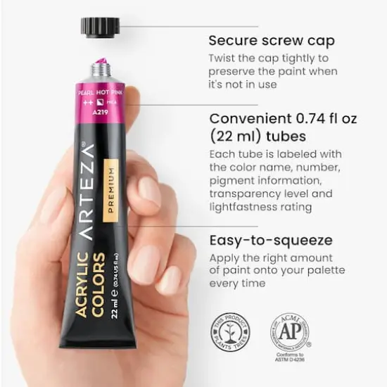 Arteza&reg; 36 Color Metallic Acrylic Paint Set {4}