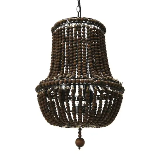 Hello Honey&reg; Draped Wood Bead Chandelier Brown {1}