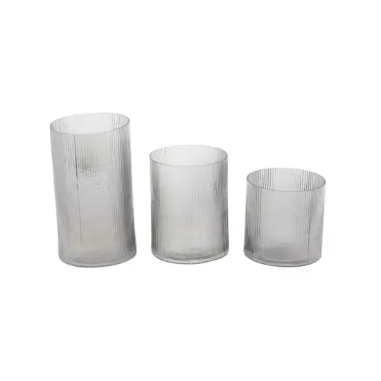 Set of 3 Clear Glass Traditional Candle Holder, 5", 7", 9" {3}
