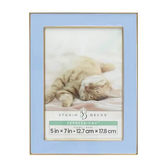 Expressions&trade; 5" x 7" Gold Trim Tabletop Frame by Studio D&eacute;cor&reg; Blue {1}