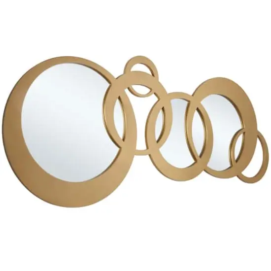 Gold Wood Circles Geometric Wall Mirror 56" x 1" x 23" {4}
