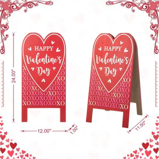 Glitzhome&reg; 24" Valentine's Double Sided Wooden Easel Porch D&eacute;cor {9}