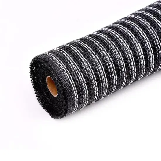 10" x 19ft. Black & White Stripe Poly Burlap Mesh by Celebrate It™ {4}