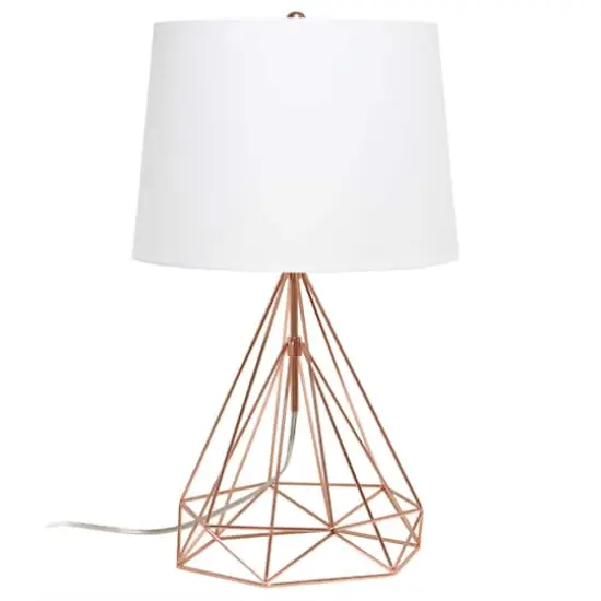 Lalia Home 23.5" Geometric Wired Table Lamp with Fabric Shade Rose Gold {1}