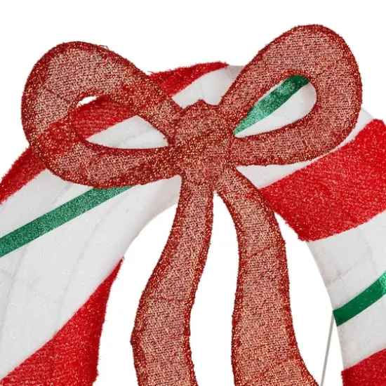 Glitzhome&reg; 70.75"L Lighted Christmas 2.5D Fabric Peppermint JOY Outdoor Decor Set {8}