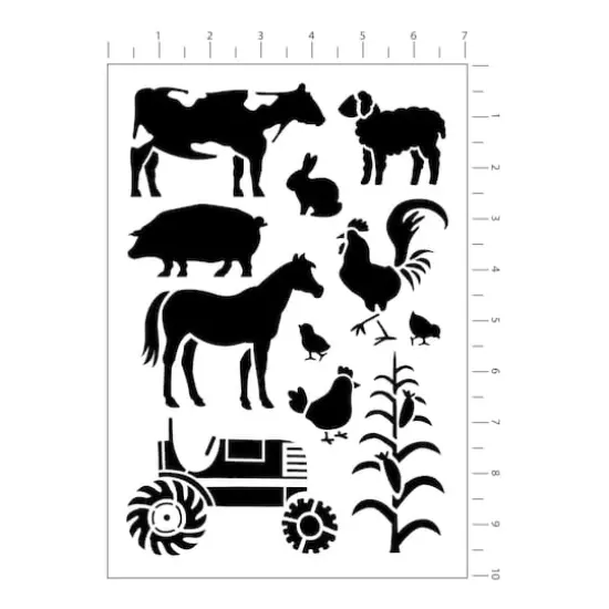 Farmhouse Icon & Border Plastic Stencils, 7" x 10" by Craft Smart&reg; {4}