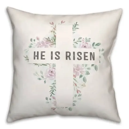 Watercolor Floral Cross Pillow 2 18" x 18" Throw Pillow {1}
