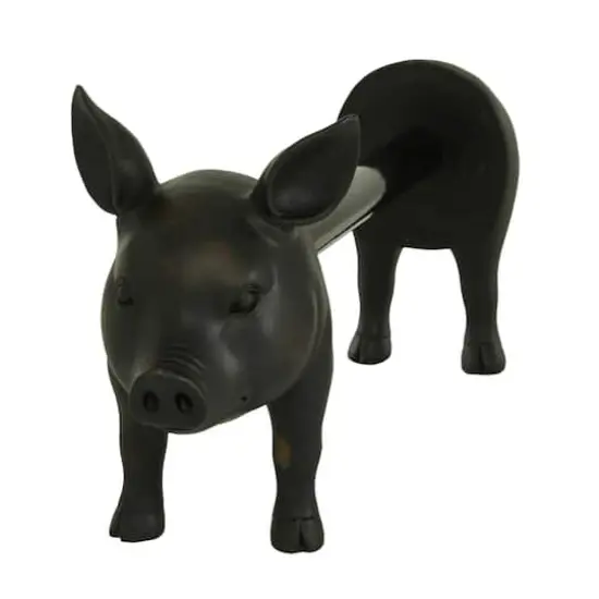 16" Black Farmhouse Pig Paper Towel Holder {4}