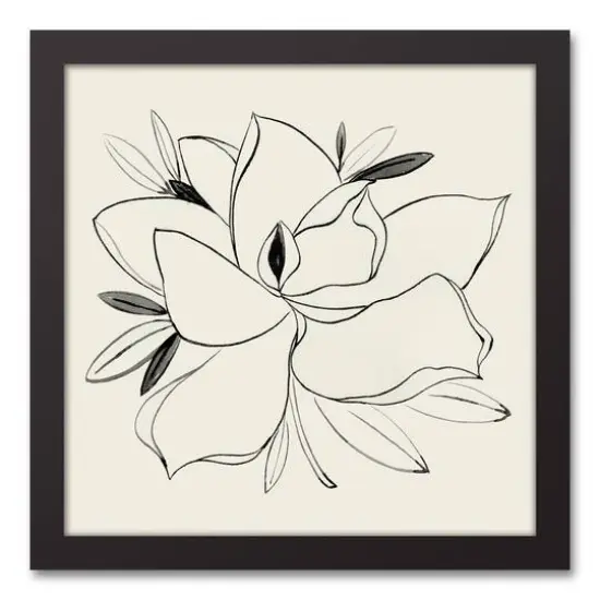 Simple Floral Magnolia Black Framed Canvas {1}