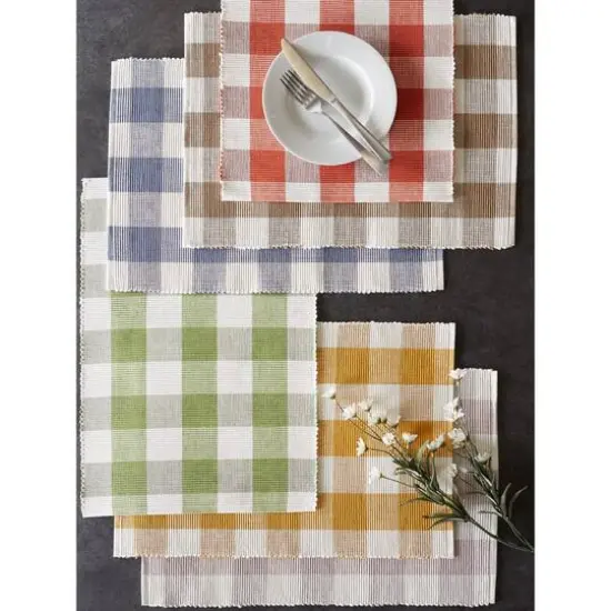 DII&reg; Buffalo Check Ribbed Placemat, 6ct. Vintage Red/White {11}