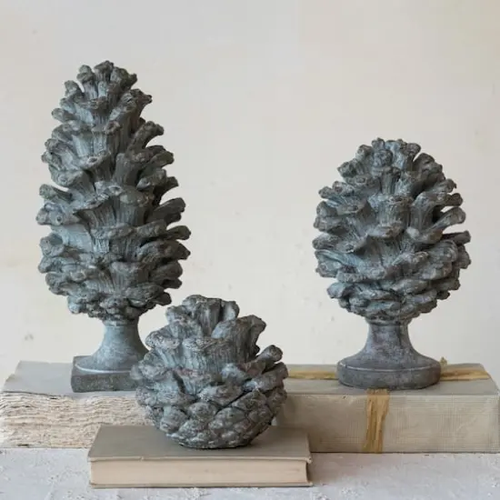 Hello Honey&reg; 6.25" Round Verdigris Finish Pinecone Finial {4}