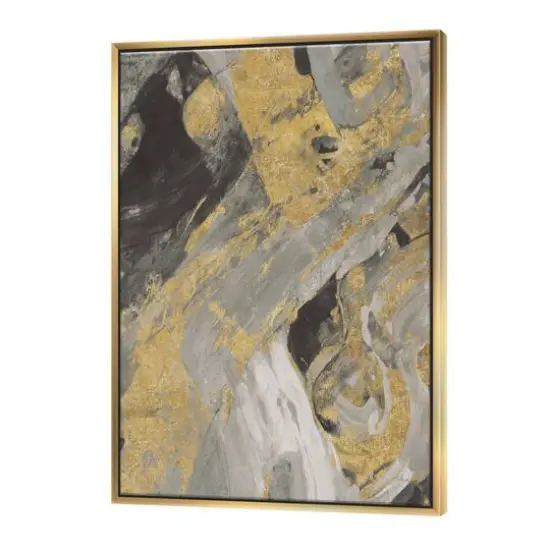 Designart - Marble Gold and Black - Modern & Contemporary Canvas in Gold Frame {1}