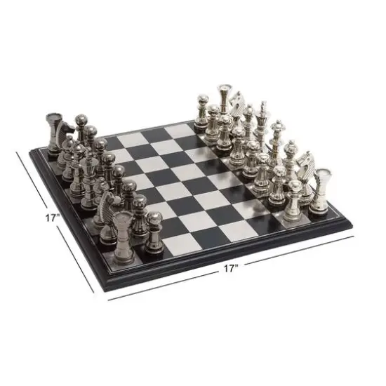 Silver Aluminum Traditional Chess Game Set {6}