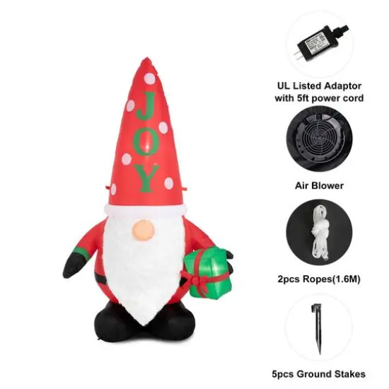 Glitzhome&reg; 6ft. Lighted Inflatable Gnome D&eacute;cor {8}