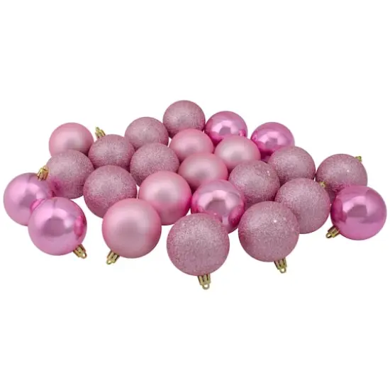 60ct. 2.5" Bubblegum Pink Shatterproof Plastic Ball Ornaments {1}