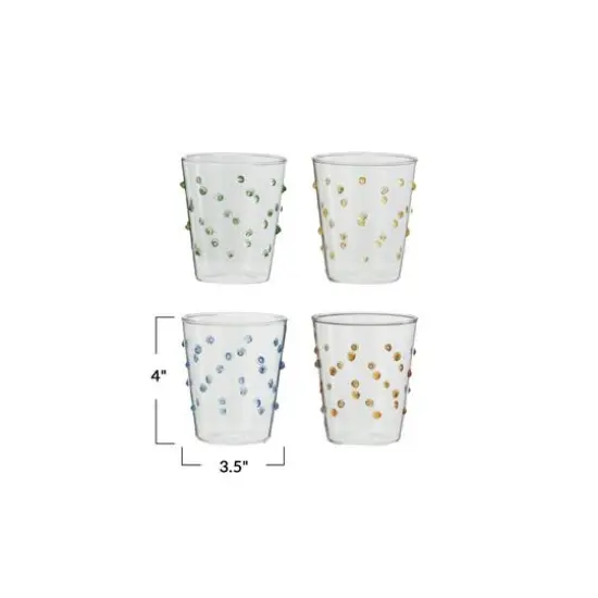 Hello Honey 13oz. Multicolor Dotted Borosilicate Glassware Set, 4ct. {6}