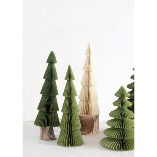 Hello Honey&reg; 12" Green & Cream Paper Honeycomb Tree Set {4}