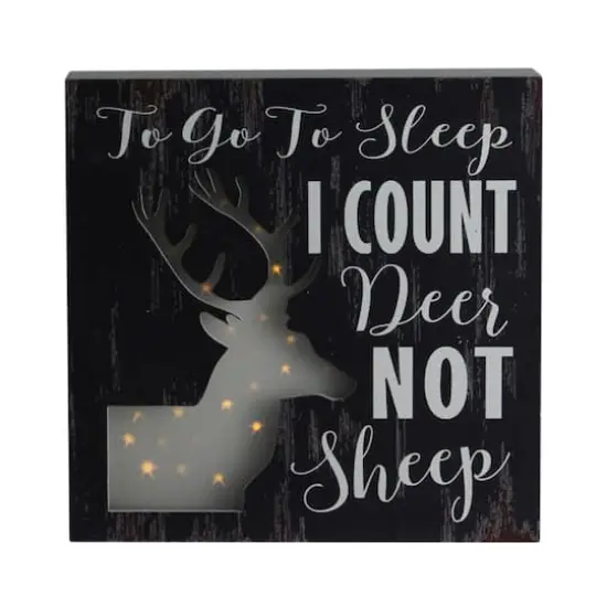 LED Lighted Fiber Optic Deer "To Go to Sleep I Count Deer Not Sheep" Wall Art Decoration {1}