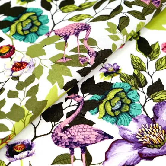 SINGER Flamingo Flowers Cotton Fabric {3}