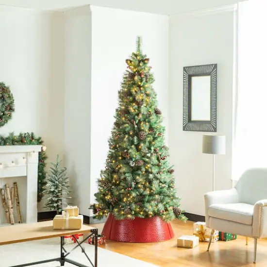 Glitzhome&reg; Red 40.5" Hammered Metal Tree Collar {6}