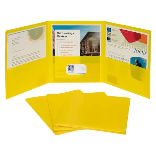 C-Line&reg; Yellow 3-Pocket Poly Portfolios, 24ct. {1}