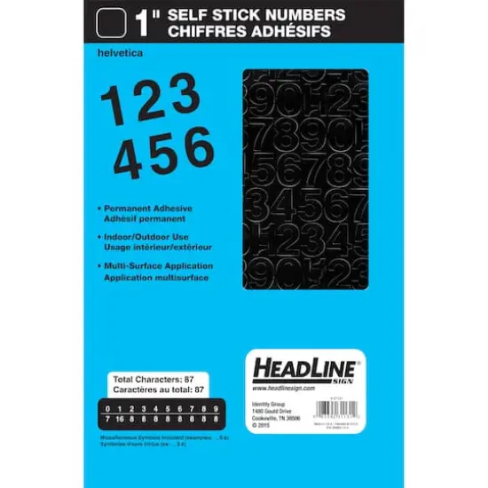 Headline Sign&reg; Black Helvetica Numbers Vinyl Stickers, 1'' {1}
