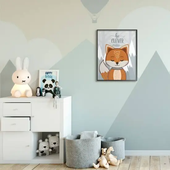 Stupell Industries Be Clever Cute Fox Mountain Gicl&eacute;e Textured Black Framed Wall Art {3}