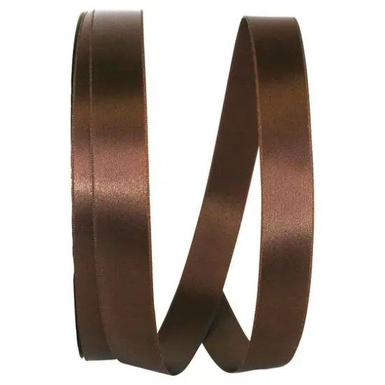 JAM Paper 7/8" x 100yd. Double Face Satin Allure Ribbon Brown {1}