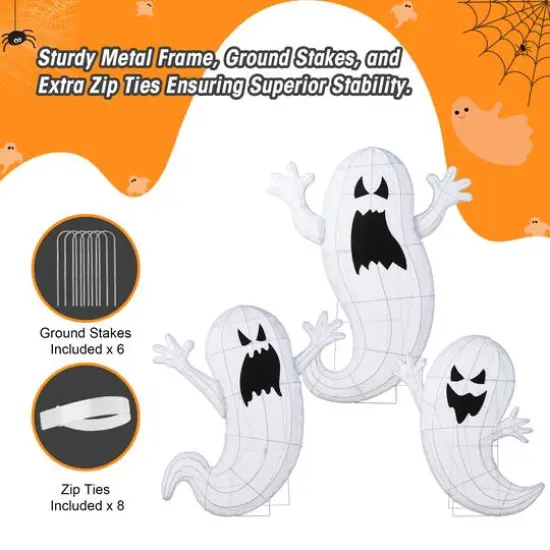 Glitzhome&reg; Set of 3 Lighted Halloween 2.5D Ghosts Family Outdoor Decor {7}