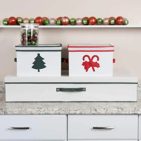 Household Essentials Gift Wrap Storage Box Natural and Green {5}