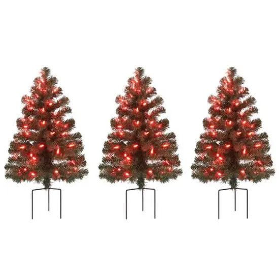 3ct. Pre-Lit Alexa Enabled Pathway Artificial Christmas Tree Set {3}