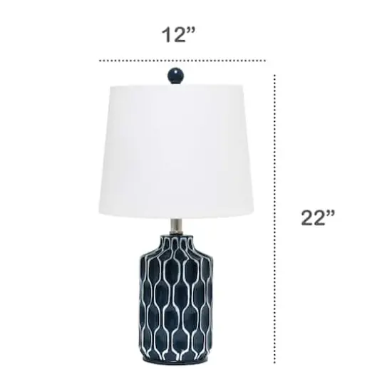 Lalia Home 22" Blue Moroccan Table Lamp with Fabric White Shade {4}