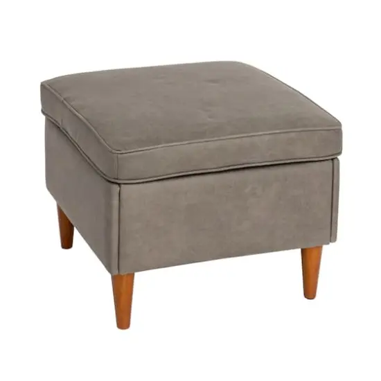 Hello Honey&reg; Atley Ash Gray Vegan Leather Upholstered Modern Storage Ottoman {1}