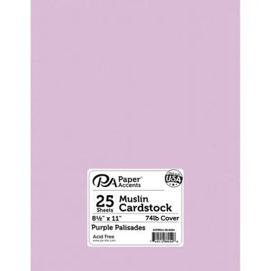 PA Paper&trade; Accents Muslin 8.5" x 11" 74lb. Cardstock, 25 Sheets Purple Palisades {1}