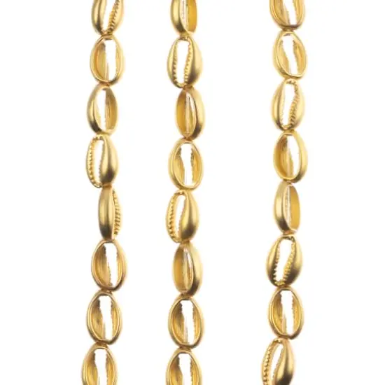 John Bead Matte Gold Metal Cowrie Beads, 16mm {3}