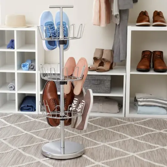 Household Essentials 38" Silver 3-Tier Revolving Shoe Tree {3}