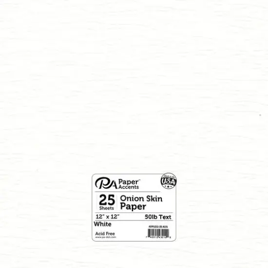 PA Paper&trade; Accents White 12" x 12" Onion Skin Paper, 25 Sheets {1}