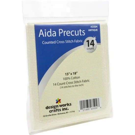 Design Works&trade; Aida Precuts 14 Count Antique White Cross Stitch Fabric, 15" x 18" {3}