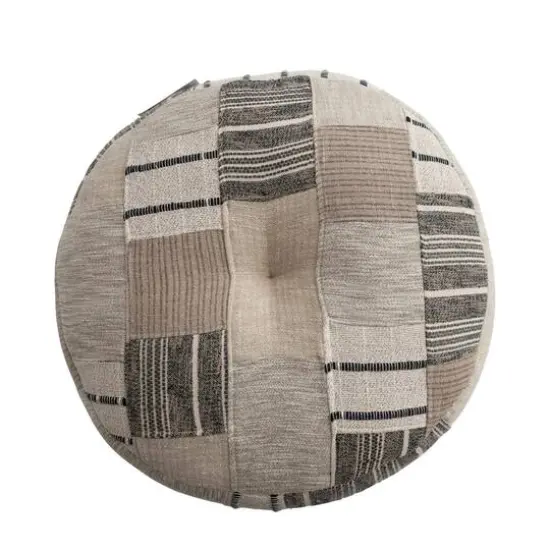 Hello Honey&reg; 24" Handwoven Cotton Patchwork Pouf Ottoman {7}