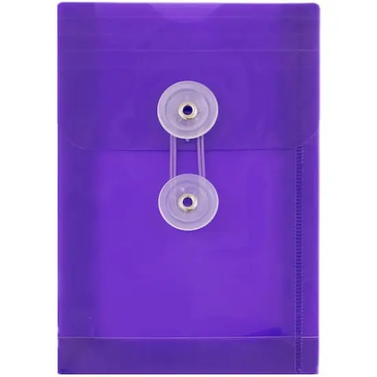 JAM Paper 4.25" x 6.25" Open End Plastic Envelopes with Button and String Closure, 24ct. Purple {4}