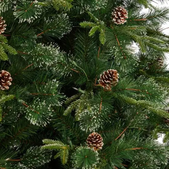 9ft. Pre-Lit Snow Tipped Clermont Mixed Pine Artificial Christmas Tree, Clear Lights {6}