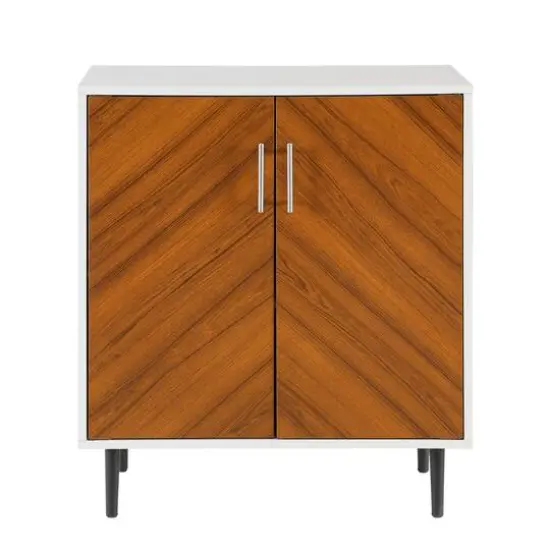 Walker Edison White Modern Bookmatch Accent Cabinet {3}