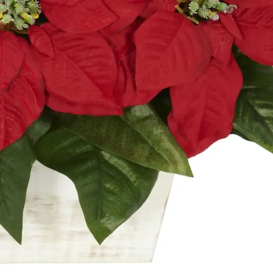 16.5" Potted Poinsettia in White Washed Planter {4}