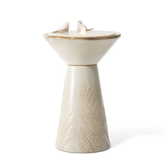 Glitzhome&reg; 27.5" LED Bird Pedestal Ceramic Fountain Beige {1}