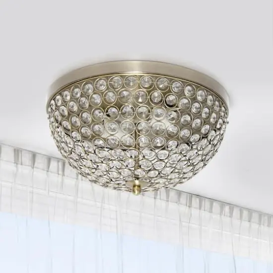 Lalia Home 13" Antique Brass Glam 2-Light Dome Flush Mount {5}