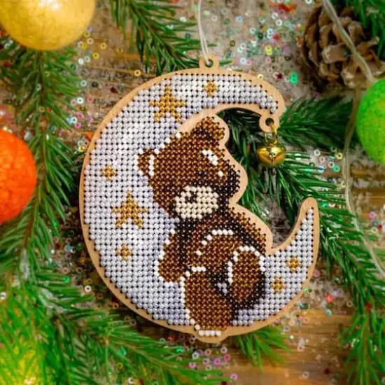 Wonderland Crafts Bear & Moon Bead Embroidery on Wood Kit {3}
