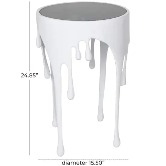 White Aluminum Drip Accent Table with Melting Designed Body {10}